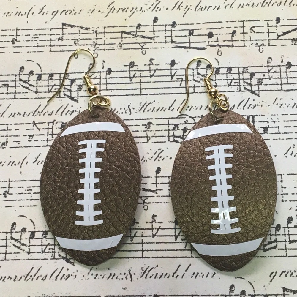 🔥 Football Faux Leather Earrings